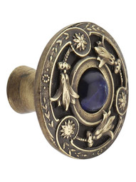 Jeweled Lily Cabinet Knob Inset with Blue Sodalite - 1 1/4" Diameter